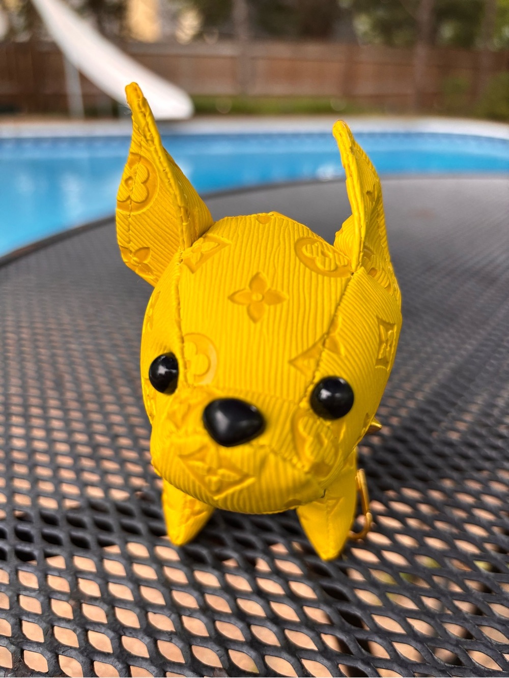 Bag charm/Key Chain adorable Frenchie Yellow Dog with black eyes! New